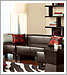 Leather cube sectional & rustic block side table