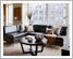 armless sectional sofa & angled-leg coffee table