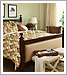 Left Bank bed & X-based stools