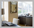 curved upholstered chairs & Overlapping-squares barstool