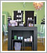 Sturdy tables, chic seating & capiz-shell lighting