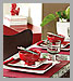 Floral square salad plates & pointsettia ceramic bowls