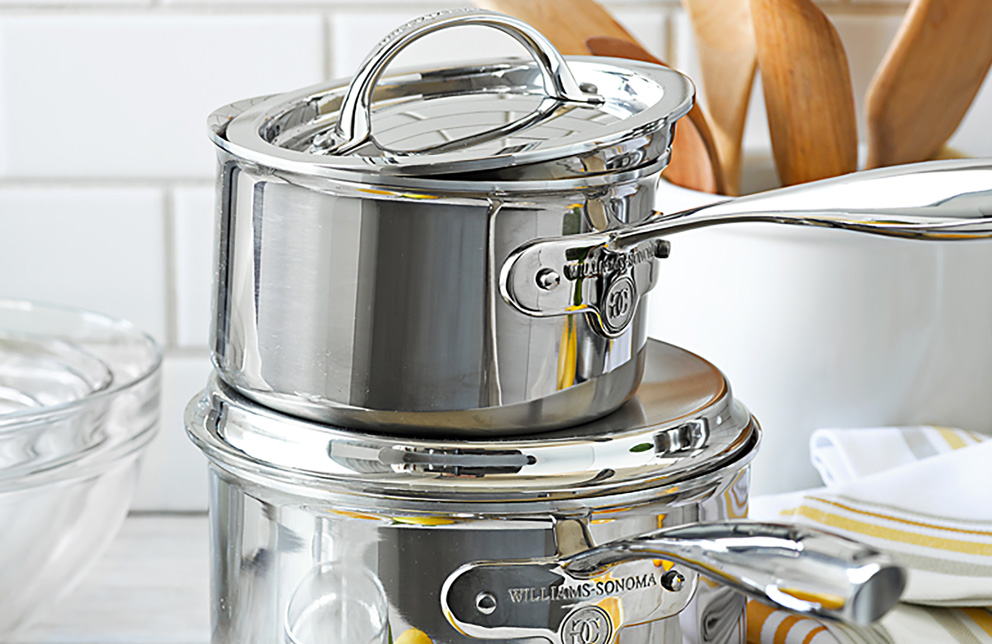 Williams Sonoma stainless steel cookware in its official corporate brand photograph